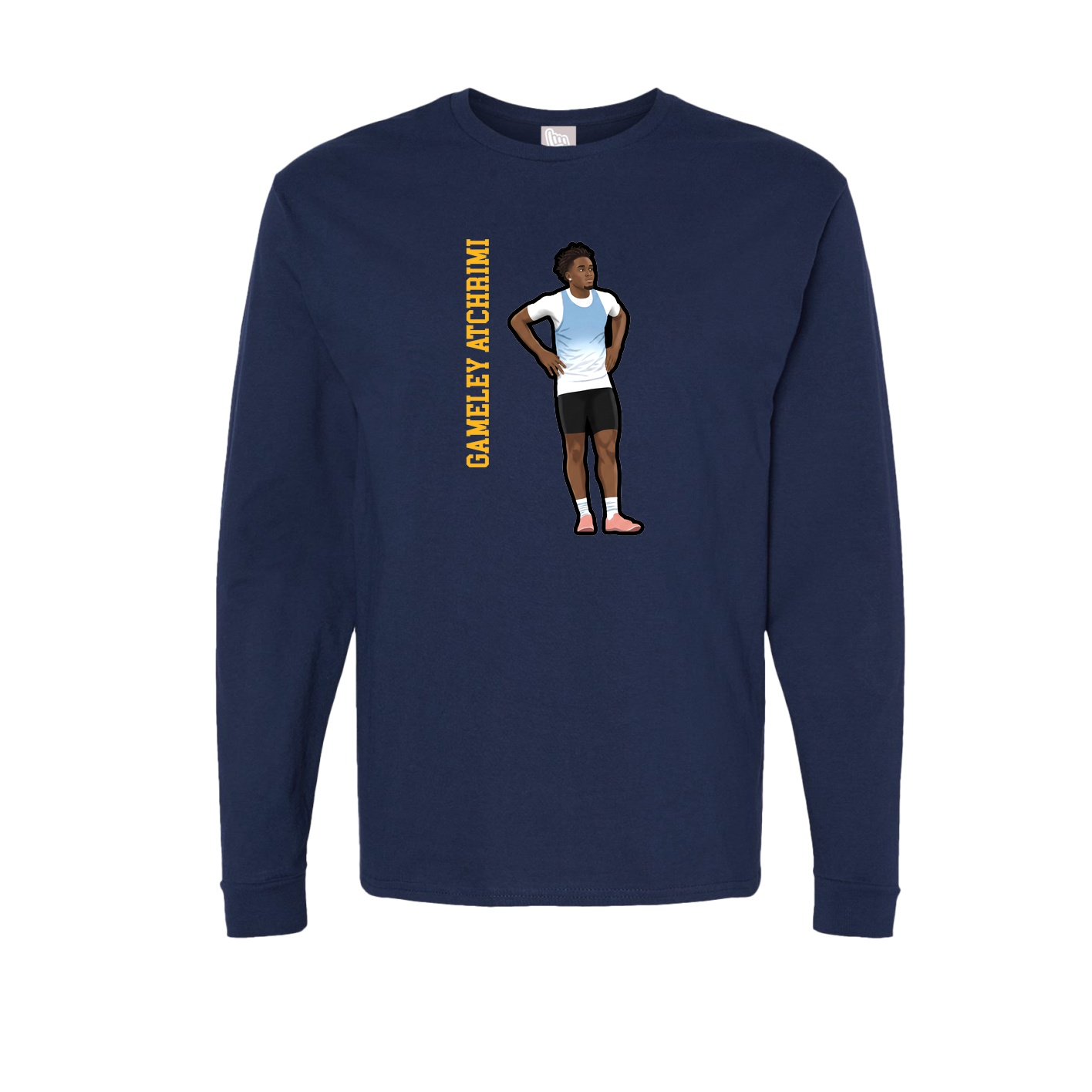 Long Sleeve Tee — Name Vertical in Navy