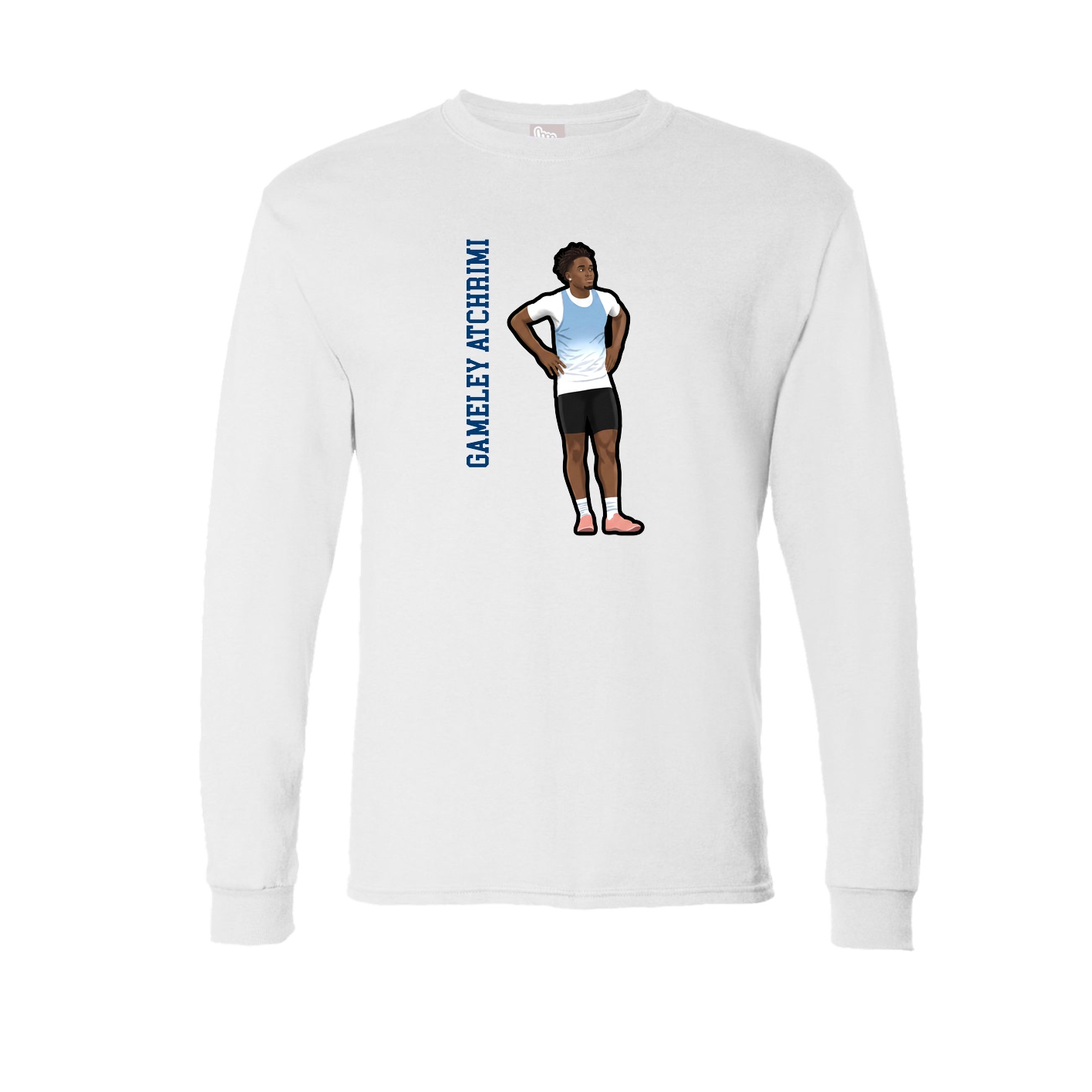 Long Sleeve Tee — Name Vertical in White