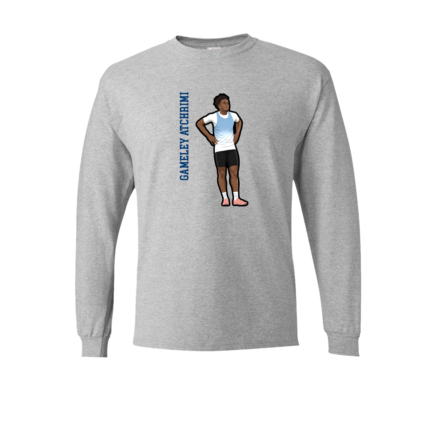 Long Sleeve Tee — Name Vertical in Grey