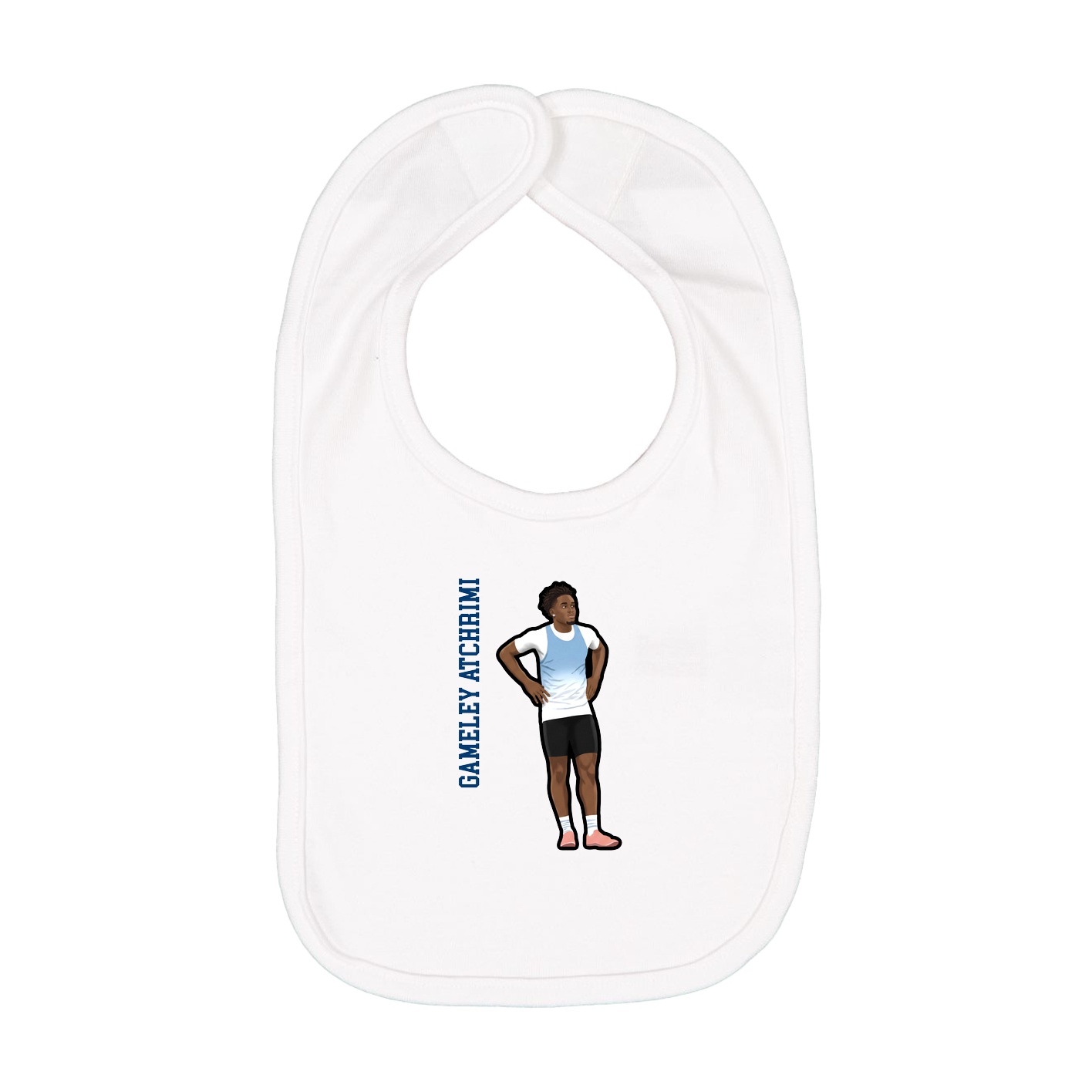 Infant Bib — Name Vertical in White