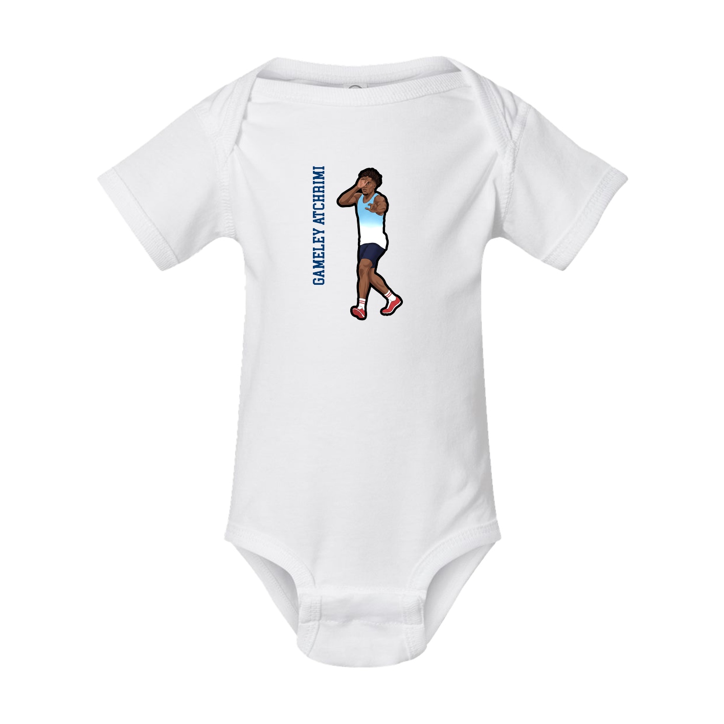 Baby Onesie — Name Vertical in White