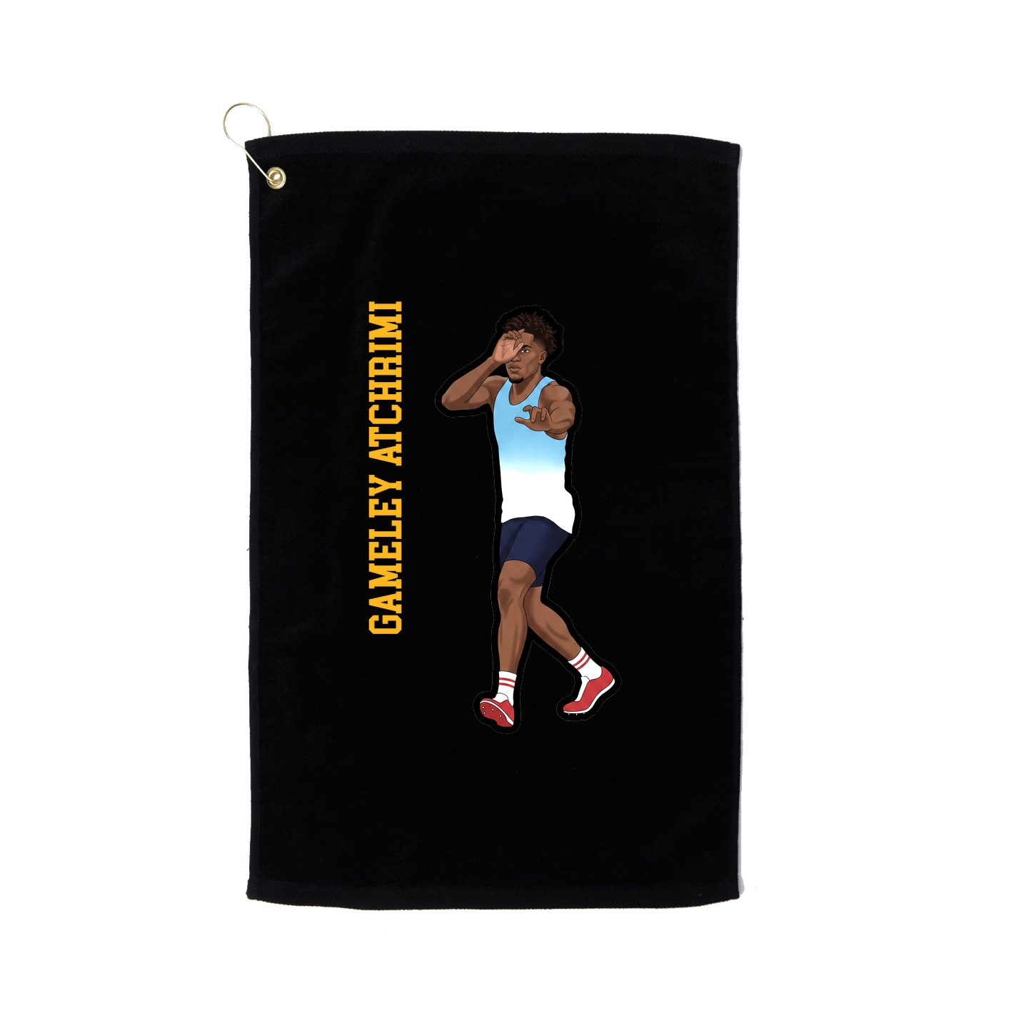 Golf Towel — Name Vertical in Black