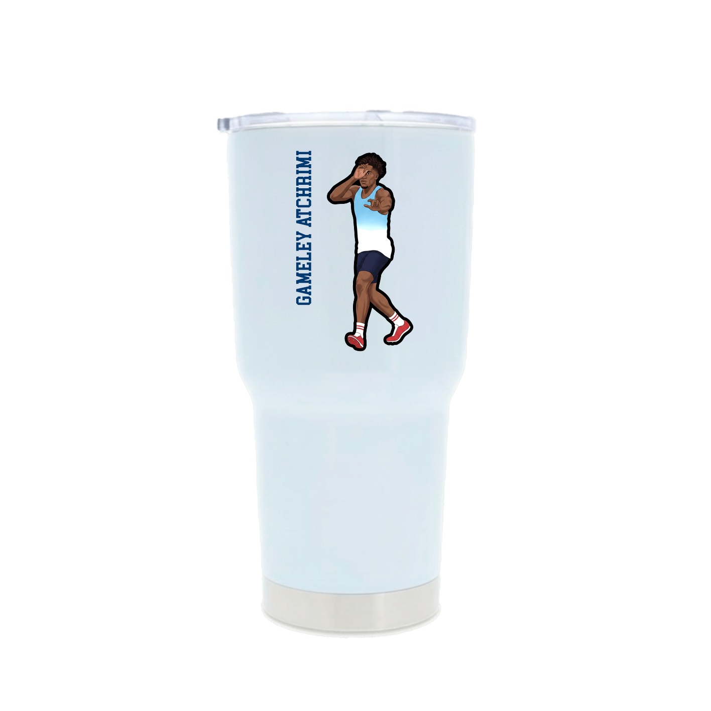 30oz Stainless Steel Tumbler — Name Vertical in White