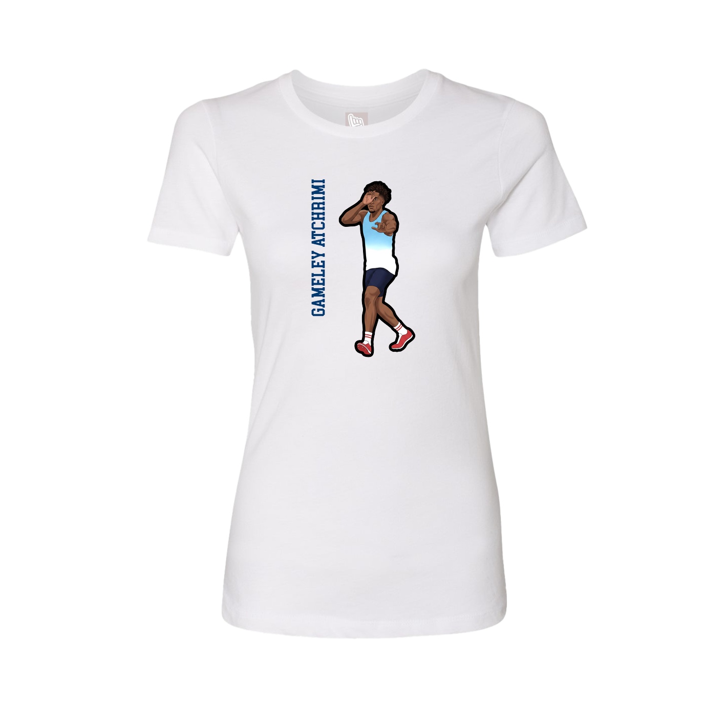 Fitted Women's Tee — Name Vertical in White