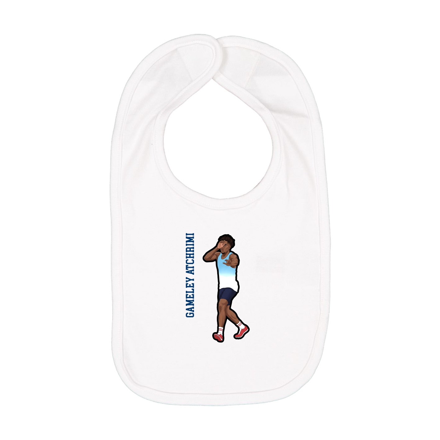 Infant Bib — Name Vertical in White