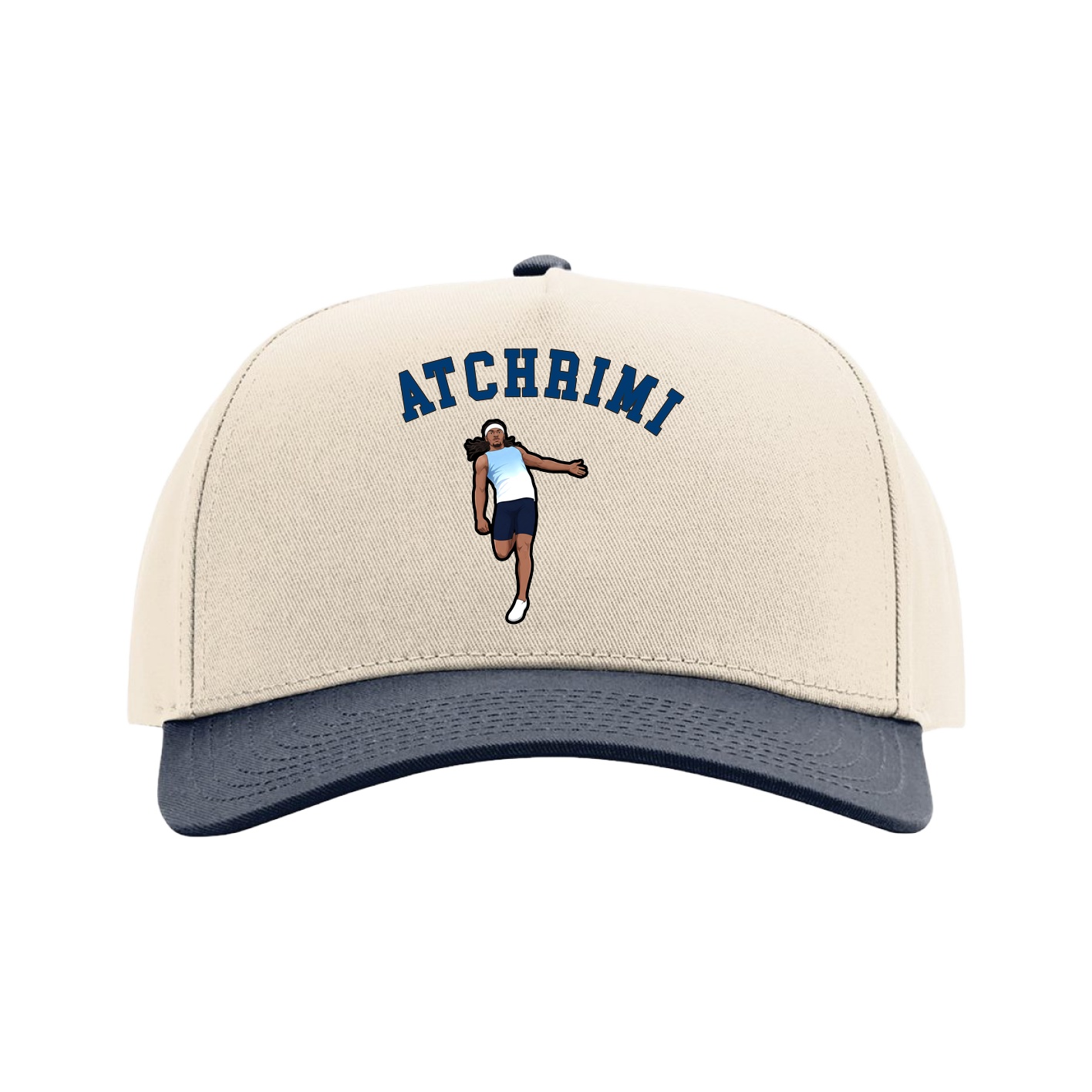 Full Fabric Five-Panel Champ Cap — Shirsey Arch in Cream/Navy