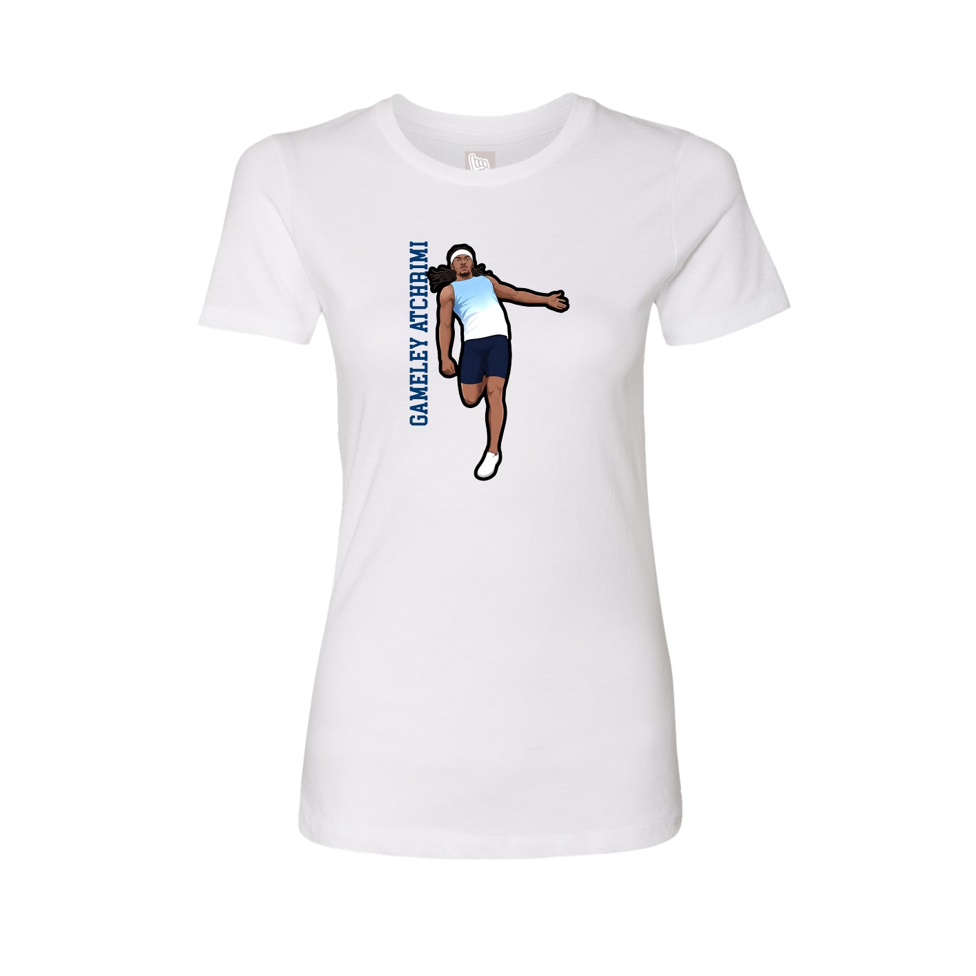 Womens Tee — Name Vertical in White