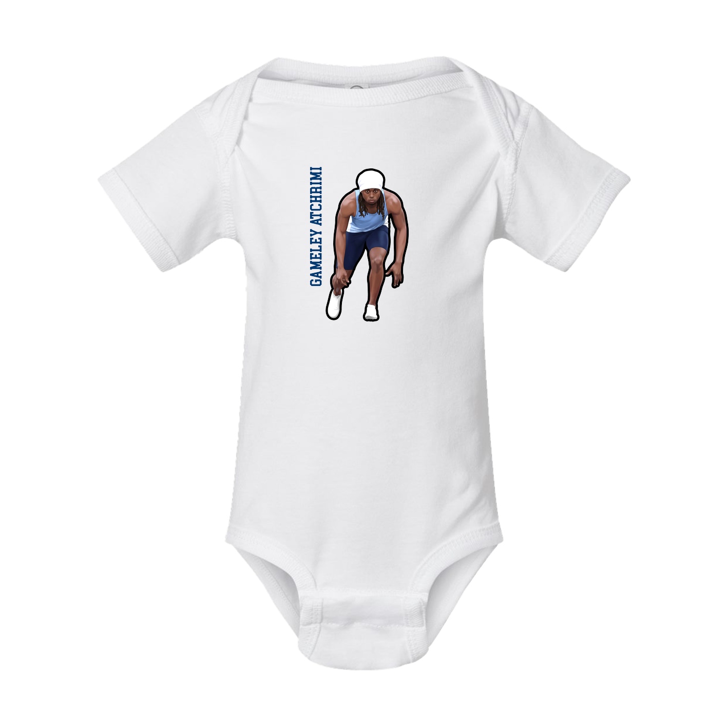 Baby Onesie — Name Vertical in White