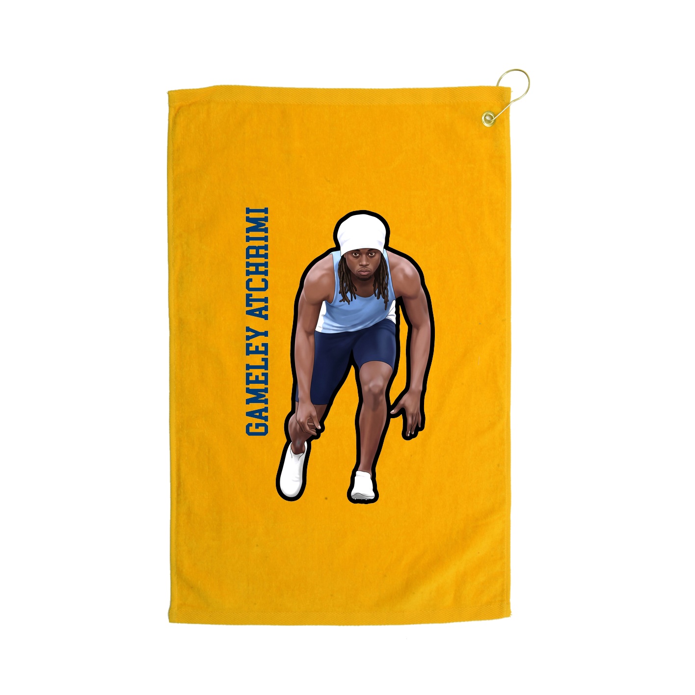 Golf Towel — Name Vertical in Gold