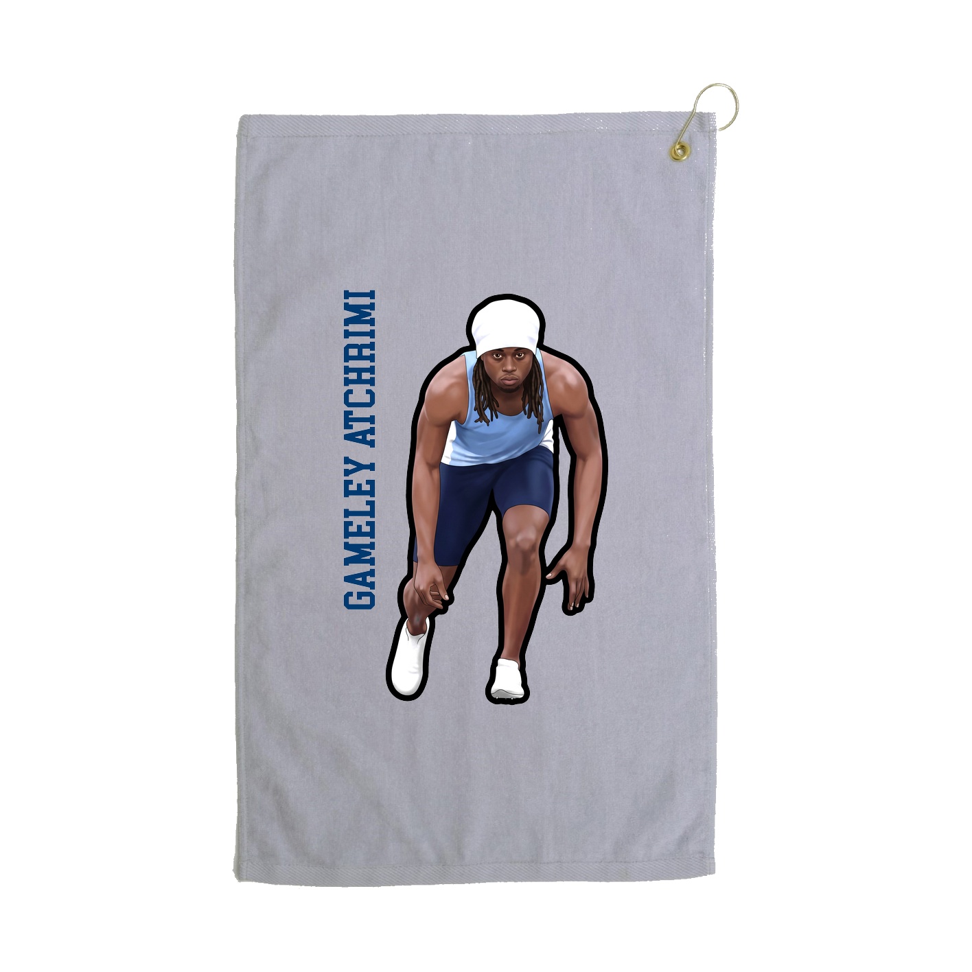 Golf Towel — Name Vertical in Grey