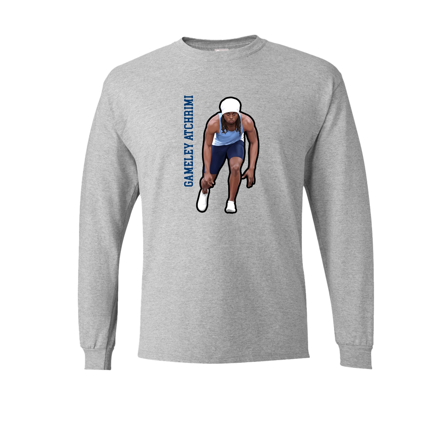 Long Sleeve Tee — Name Vertical in Grey