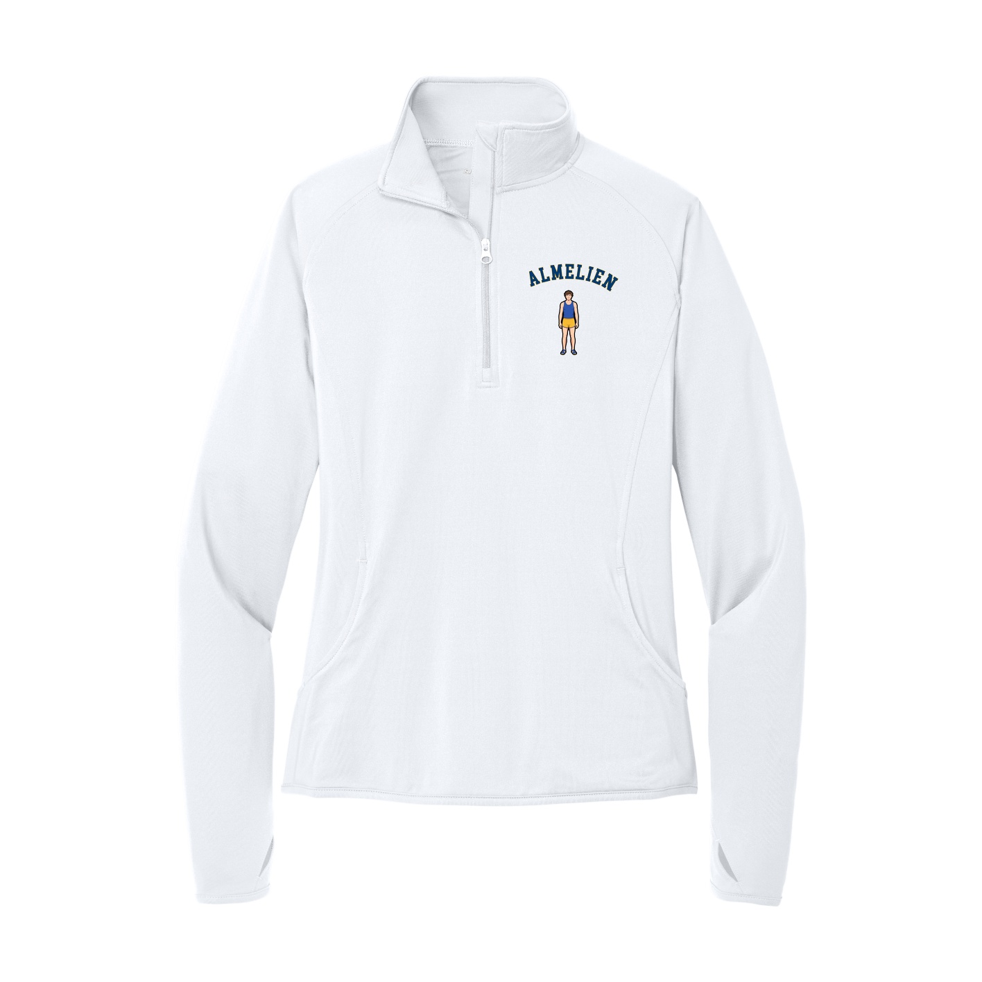 Women's Q-Zip Pullover — Shirsey Arch in White