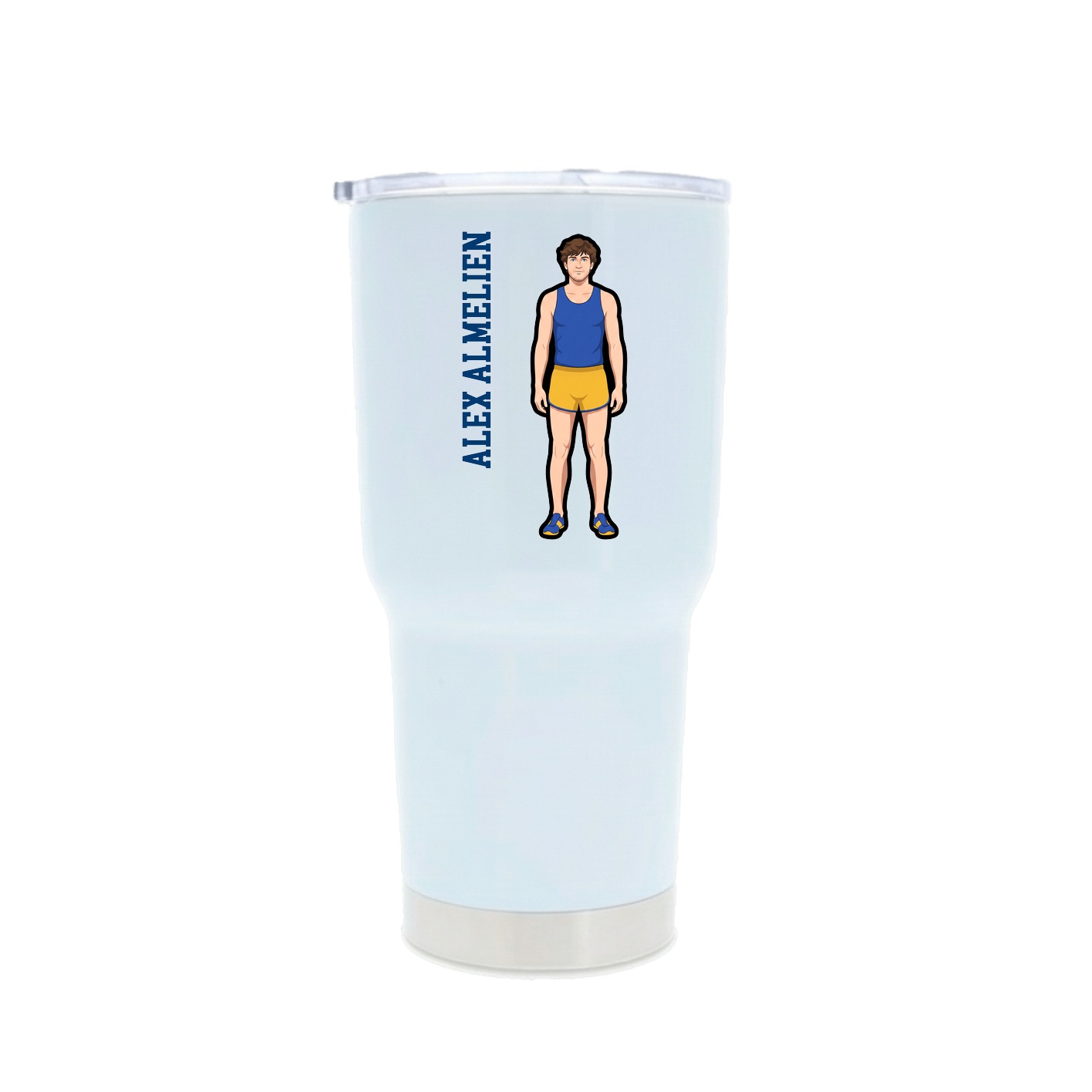 30oz Stainless Steel Tumbler — Name Vertical in White