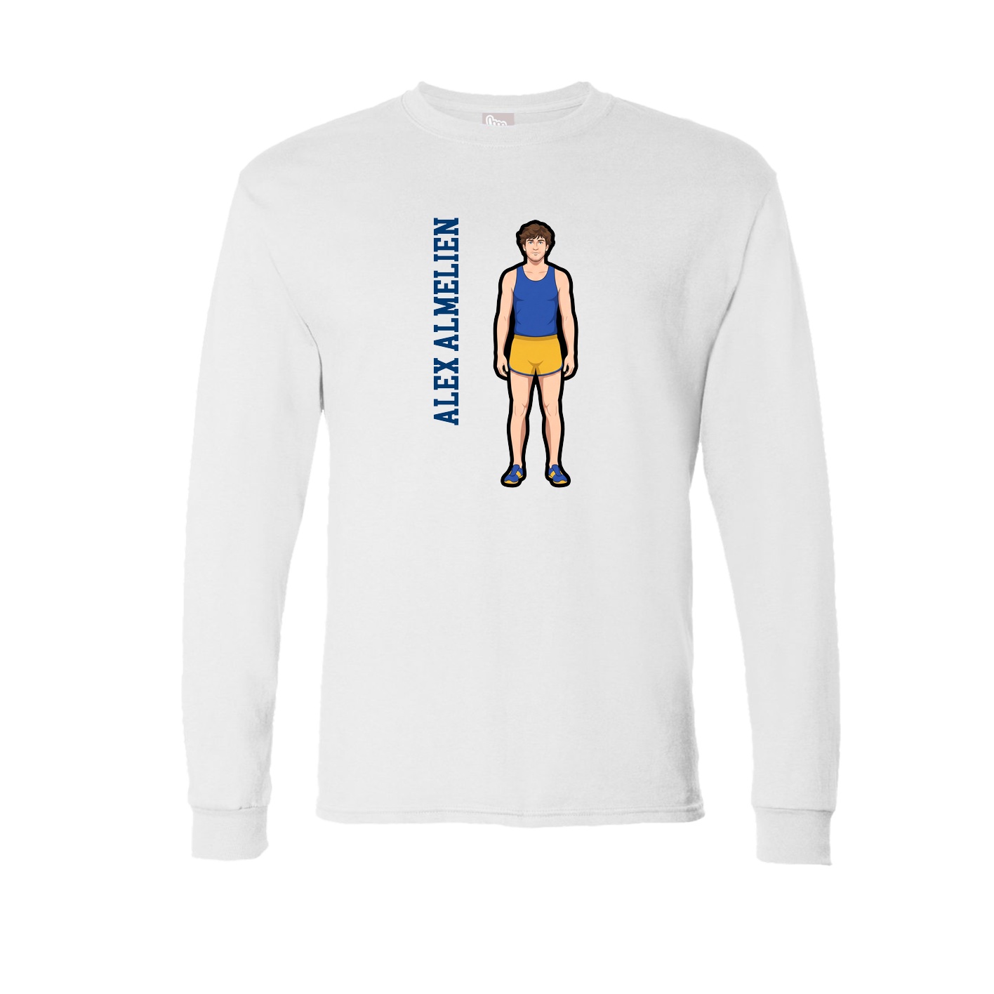 Long Sleeve Tee — Name Vertical in White