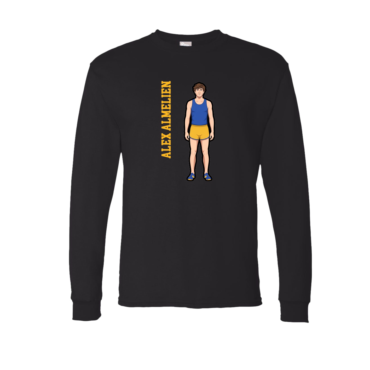 Long Sleeve Tee — Name Vertical in Black