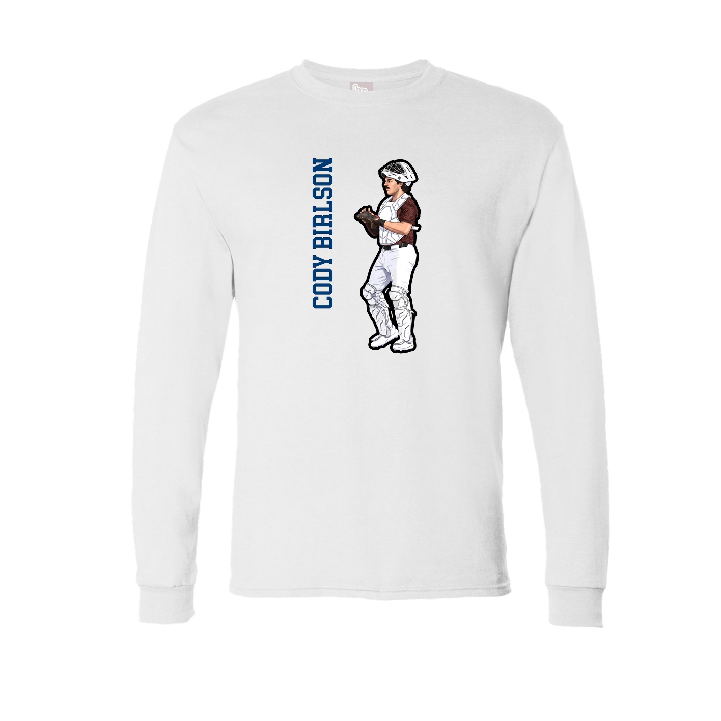 Long Sleeve Tee — Name Vertical in White