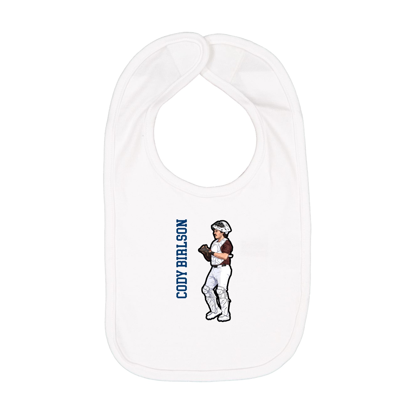 Infant Bib — Name Vertical in White