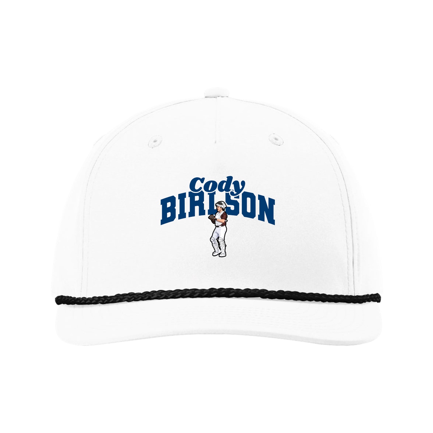Five-Panel Classic Rope Cap — Signature Arch in White