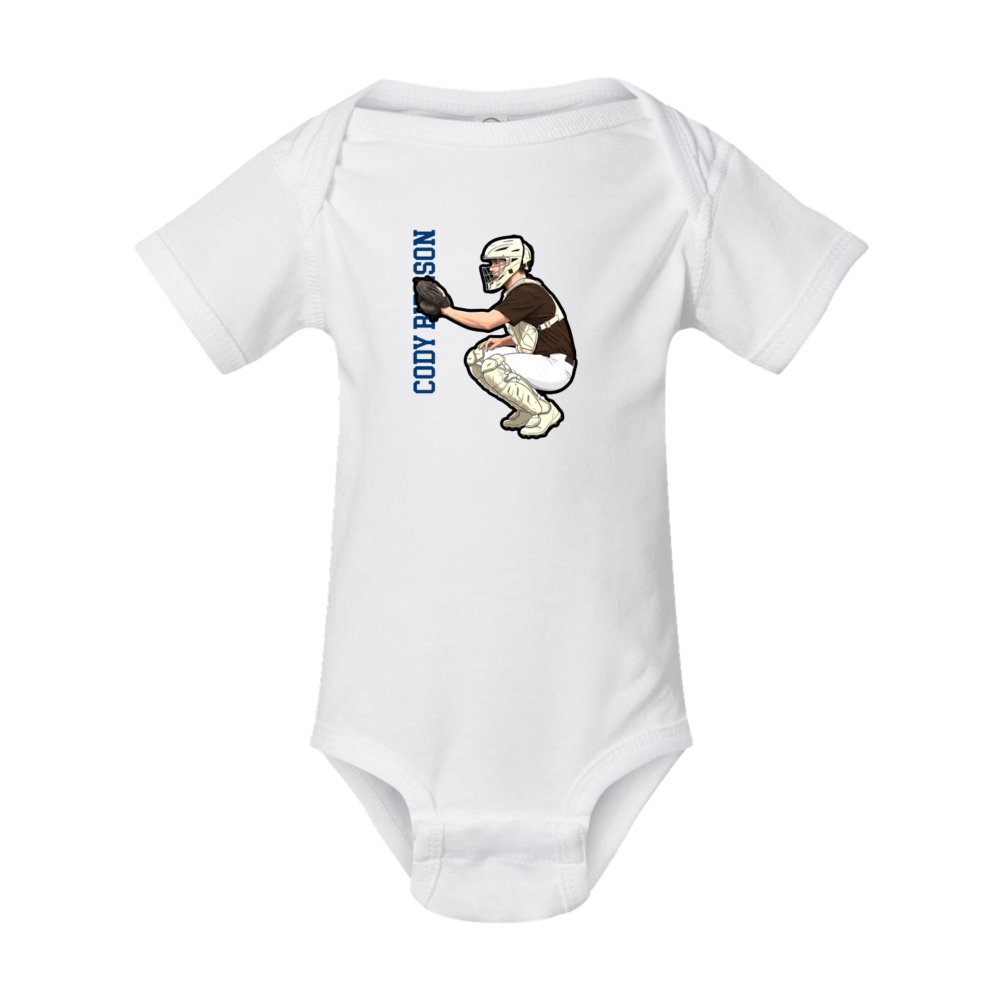 Baby Onesie — Name Vertical in White