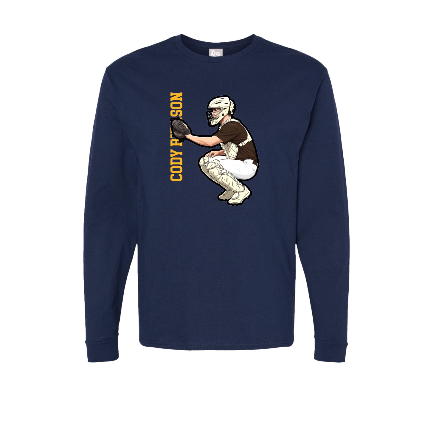 Long Sleeve Tee — Name Vertical in Navy