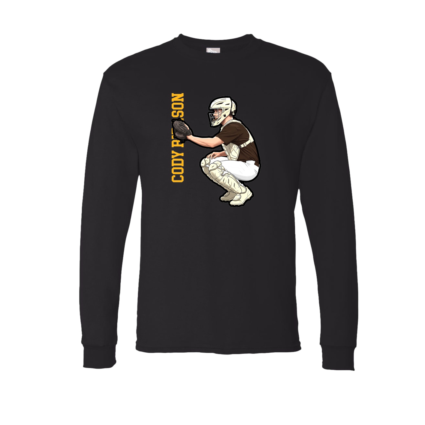 Long Sleeve Tee — Name Vertical in Black