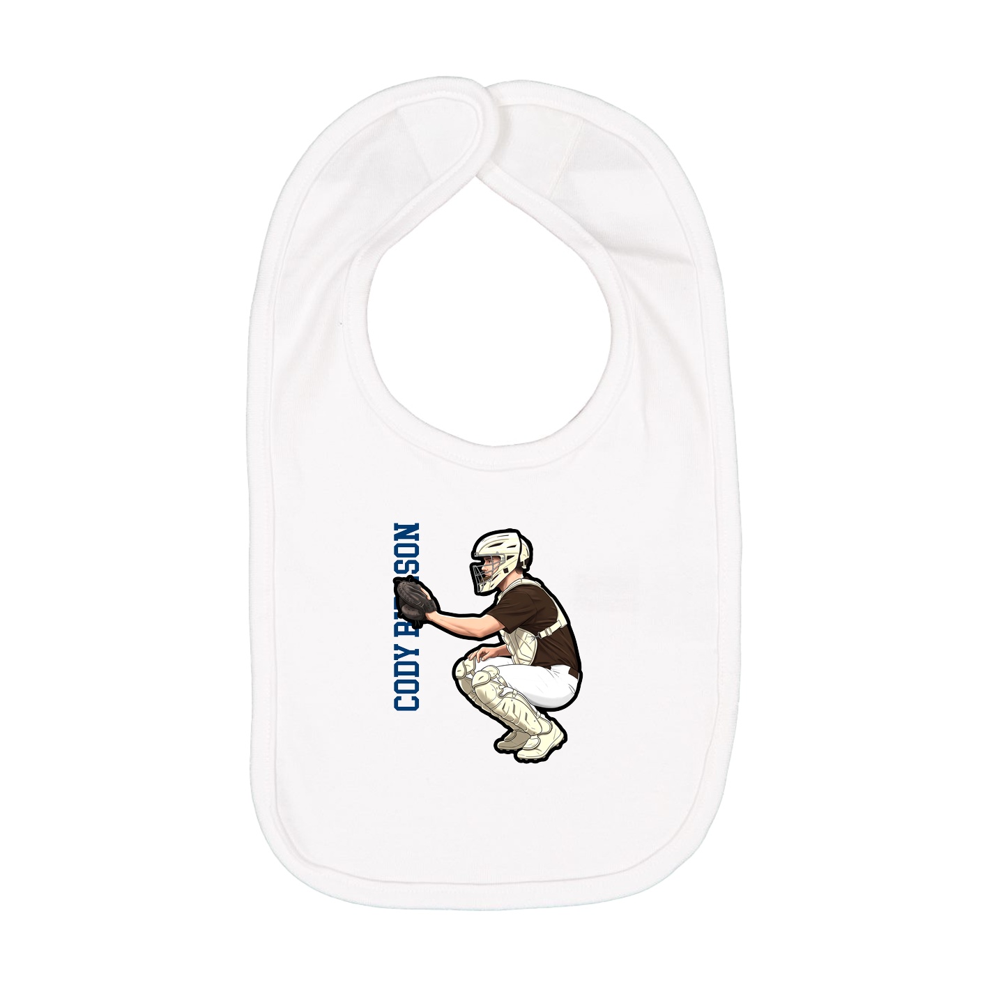 Infant Bib — Name Vertical in White