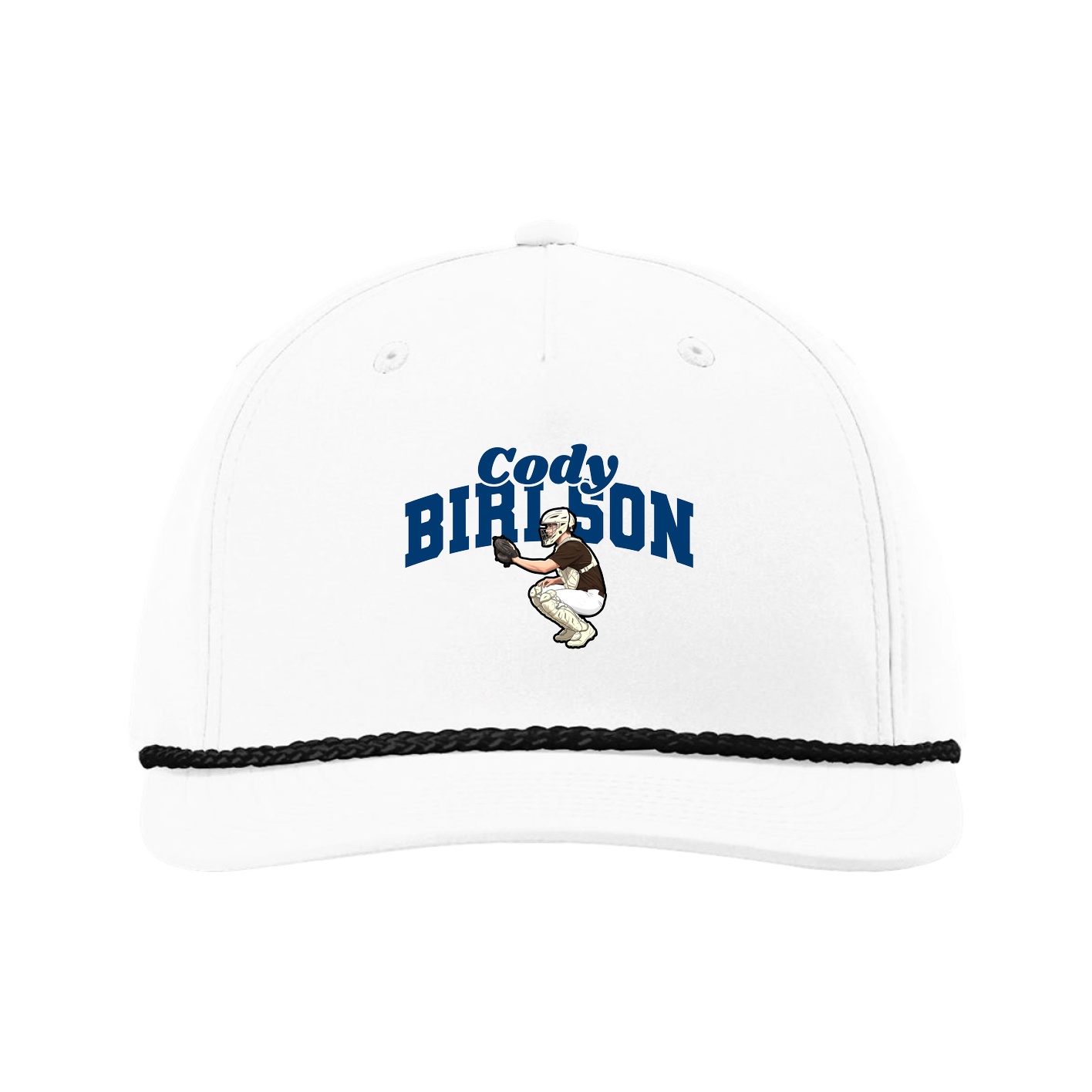 Five-Panel Classic Rope Cap — Signature Arch in White