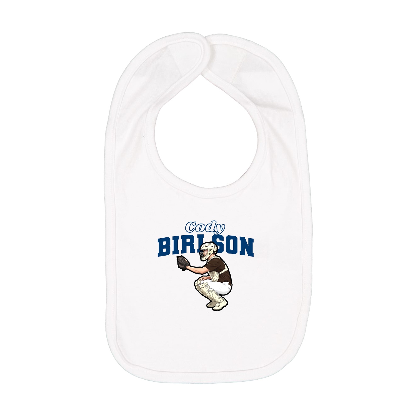 Infant Bib — Name Arch in White