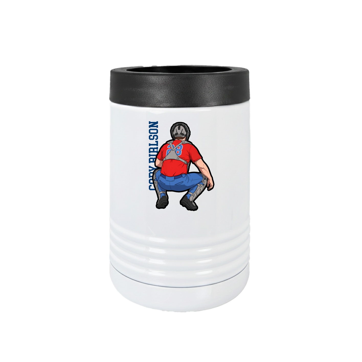 Beverage Holder — Name Vertical in White