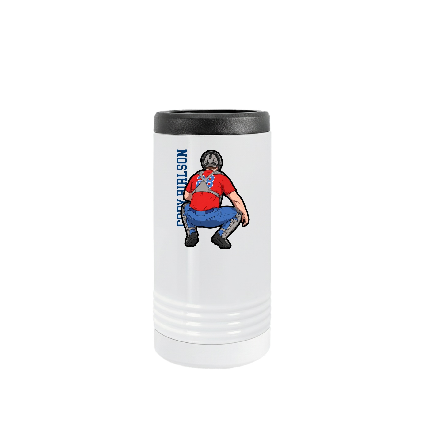 Slim Beverage Holder — Name Vertical in White