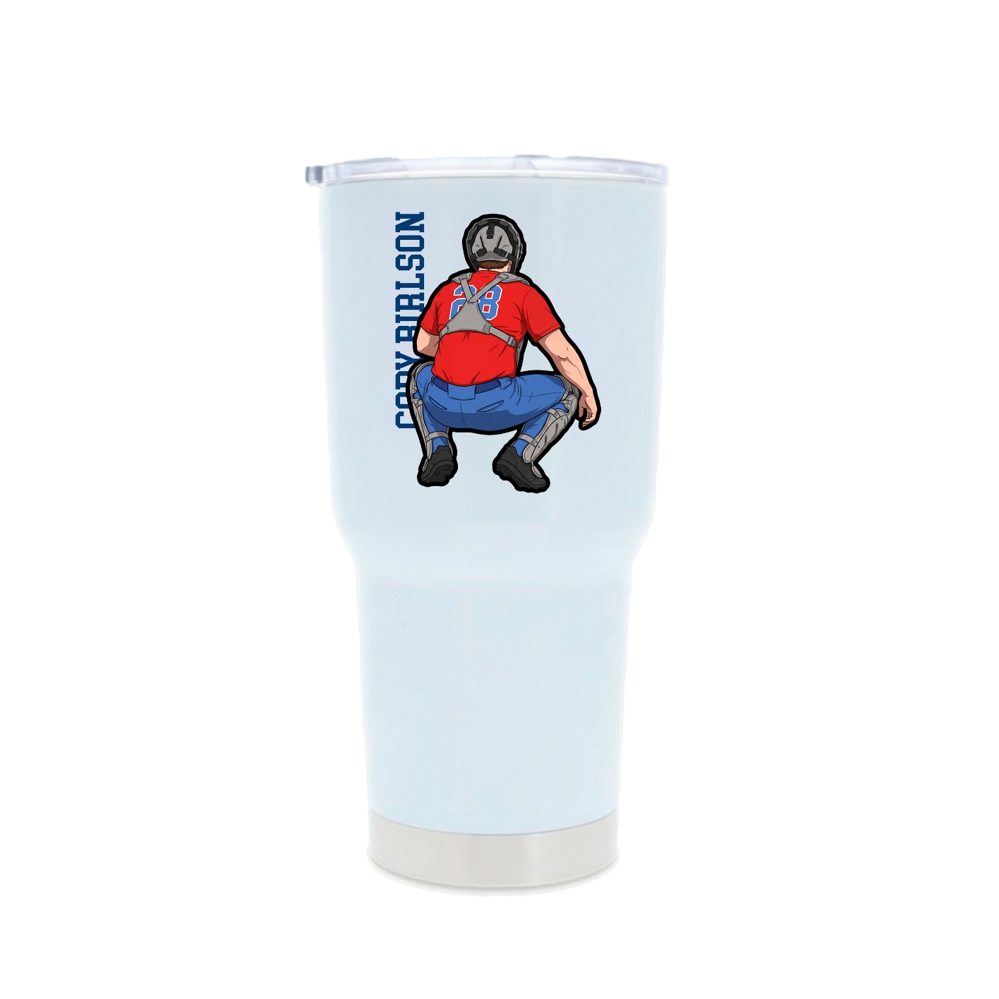 30oz Stainless Steel Tumbler — Name Vertical in White