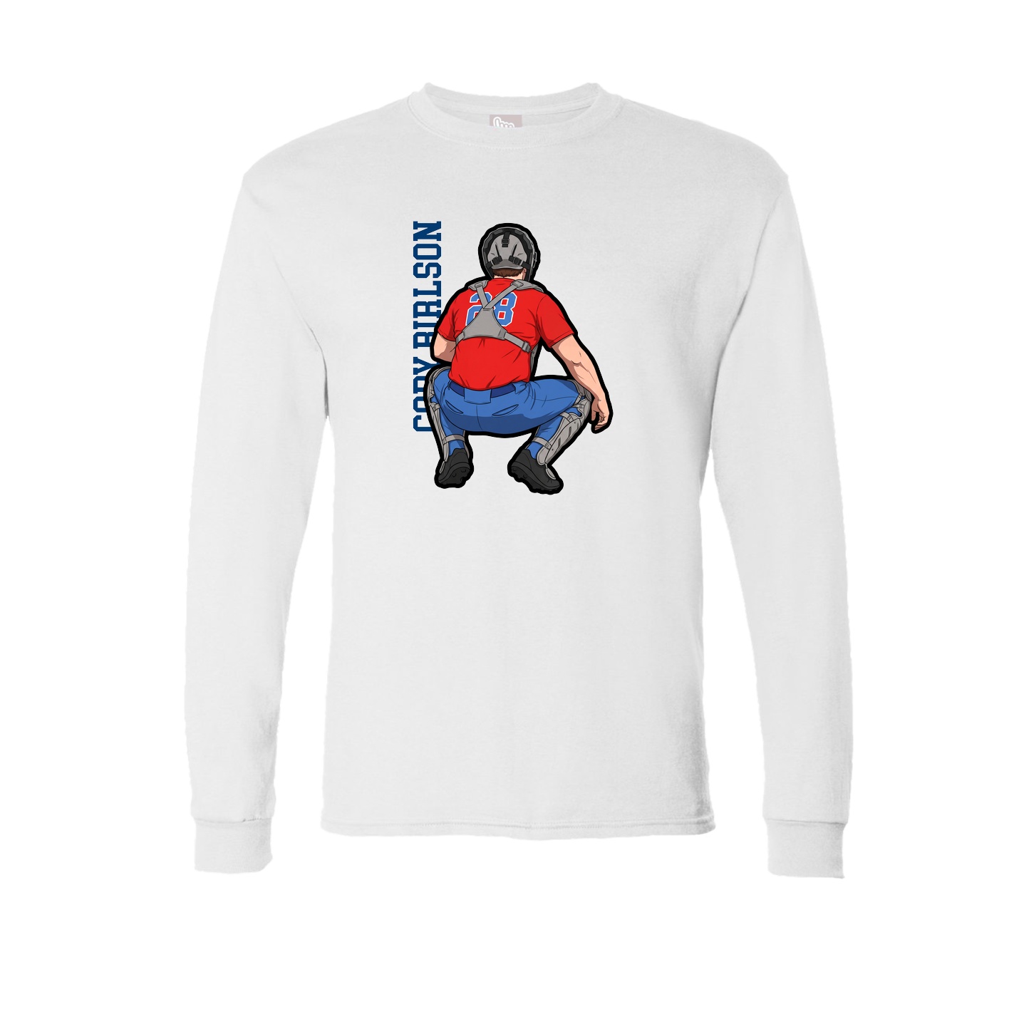 Long Sleeve Tee — Name Vertical in White