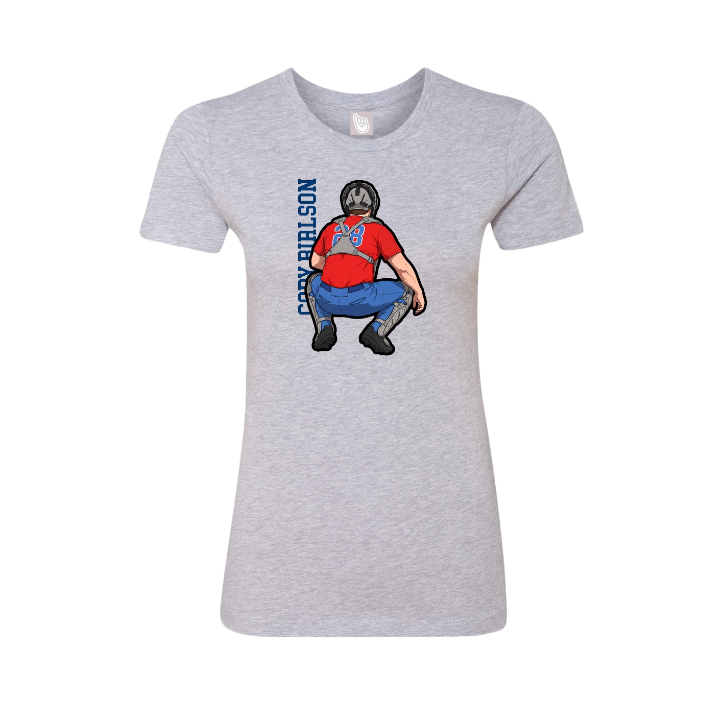 Womens Tee — Name Vertical in Grey