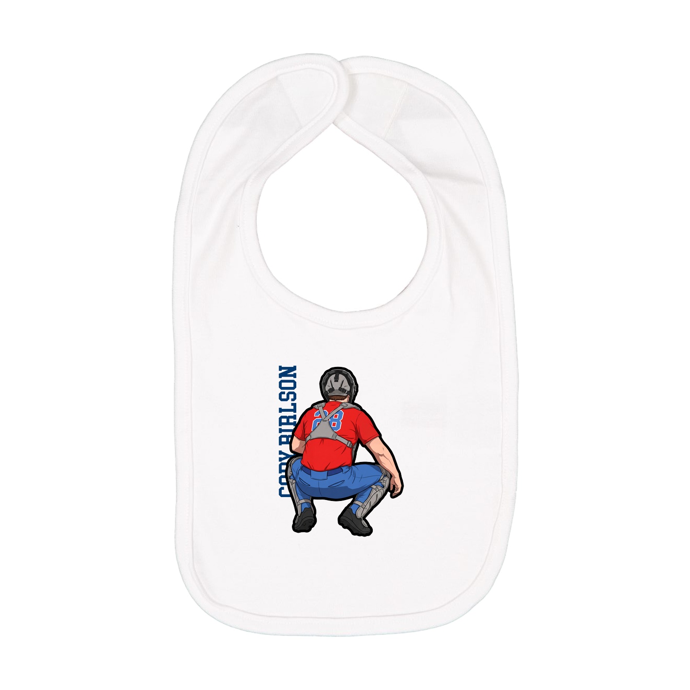 Infant Bib — Name Vertical in White