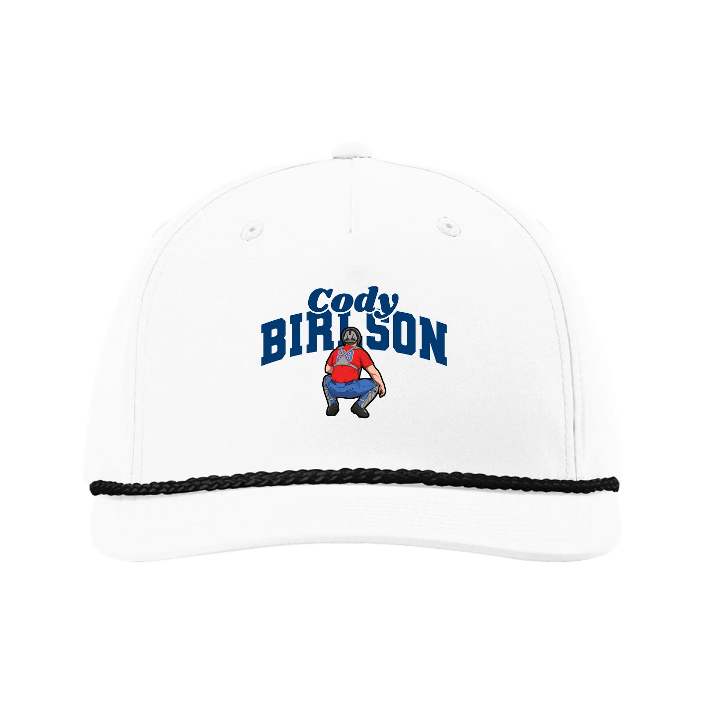Five-Panel Classic Rope Cap — Signature Arch in White