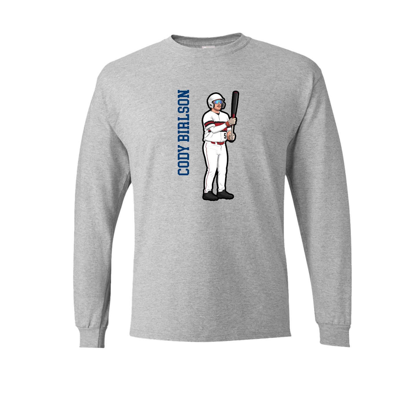 Long Sleeve Tee — Name Vertical in Grey