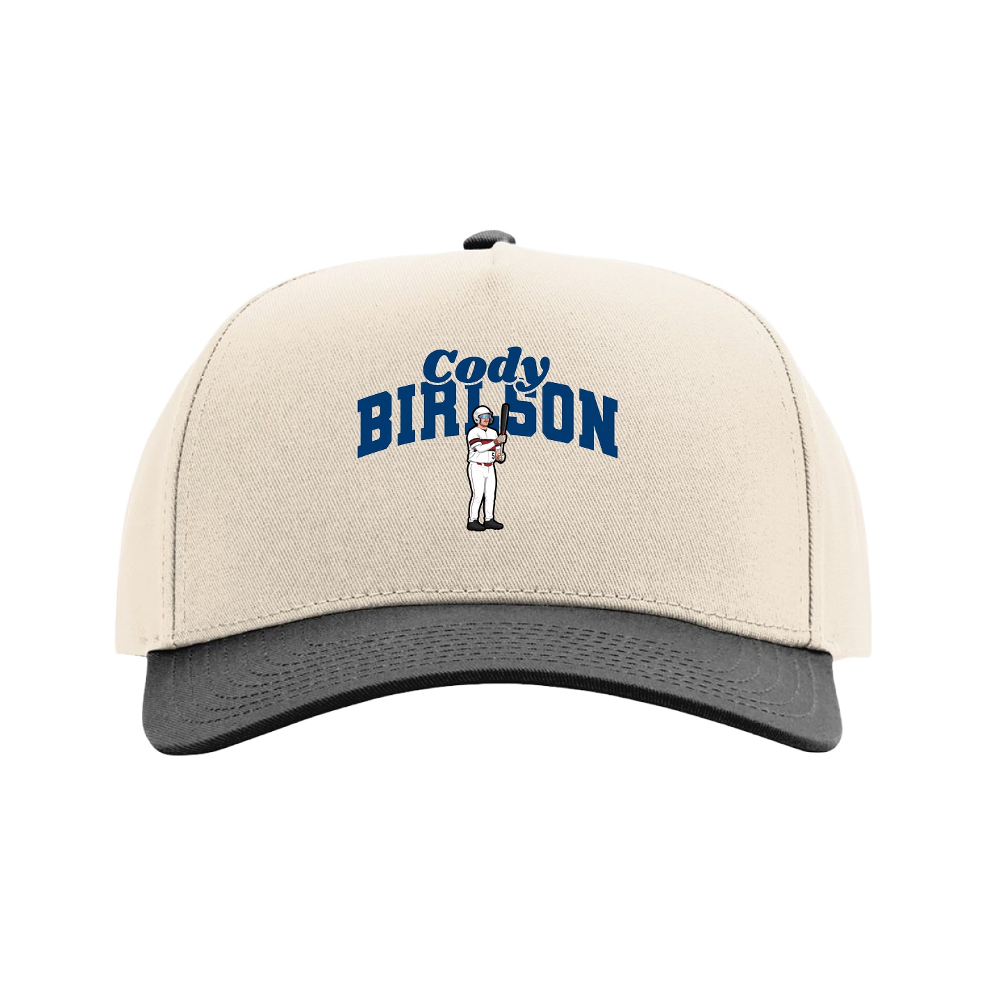 Full Fabric Five-Panel Champ Cap — Signature Arch in Cream/Black