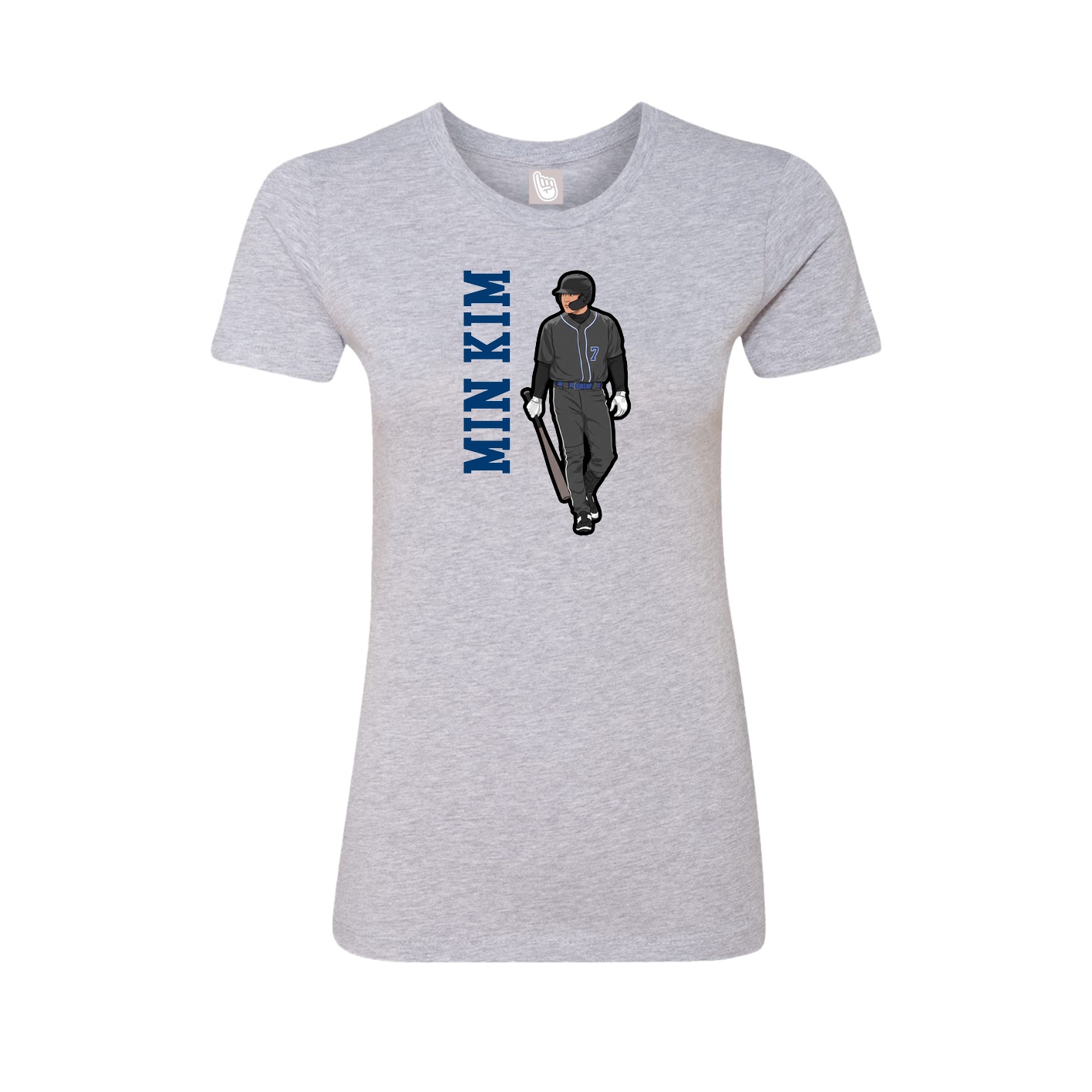Fitted Women's Tee — Name Vertical in Grey