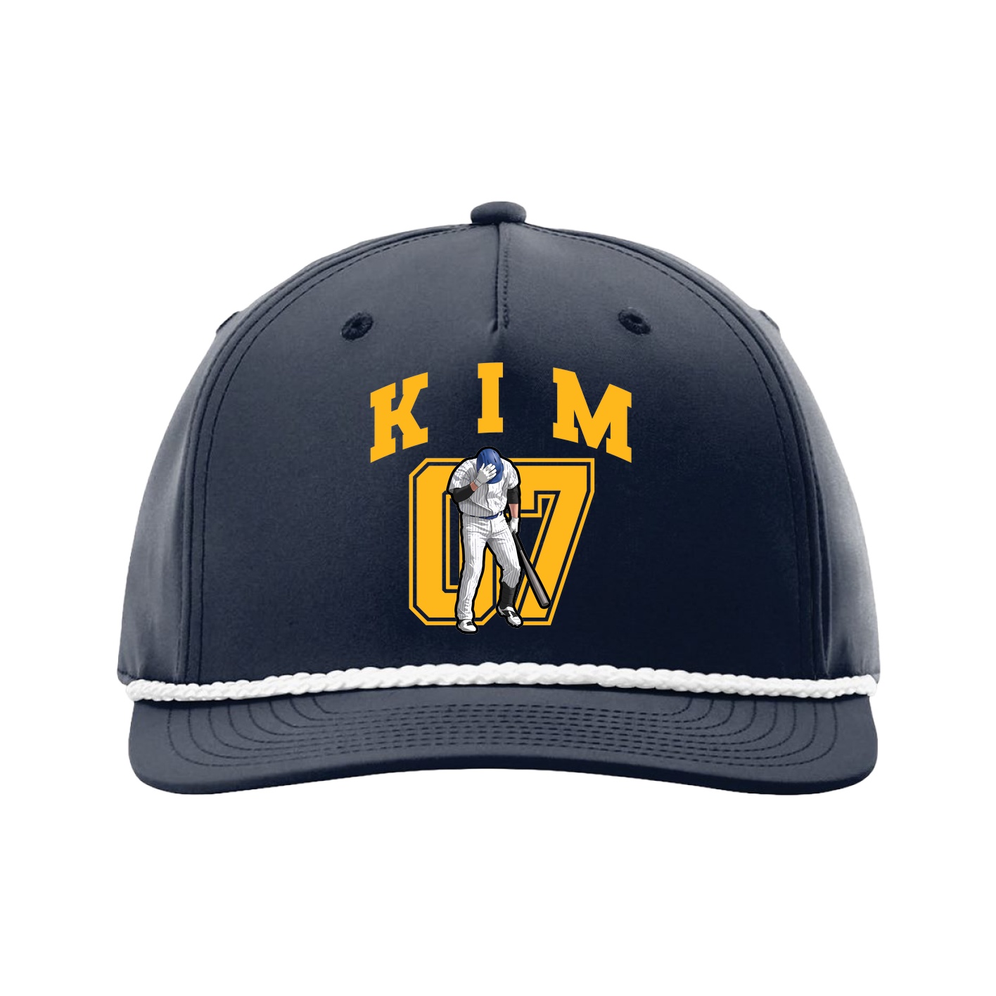 Five-Panel Classic Rope Cap — Number in Navy