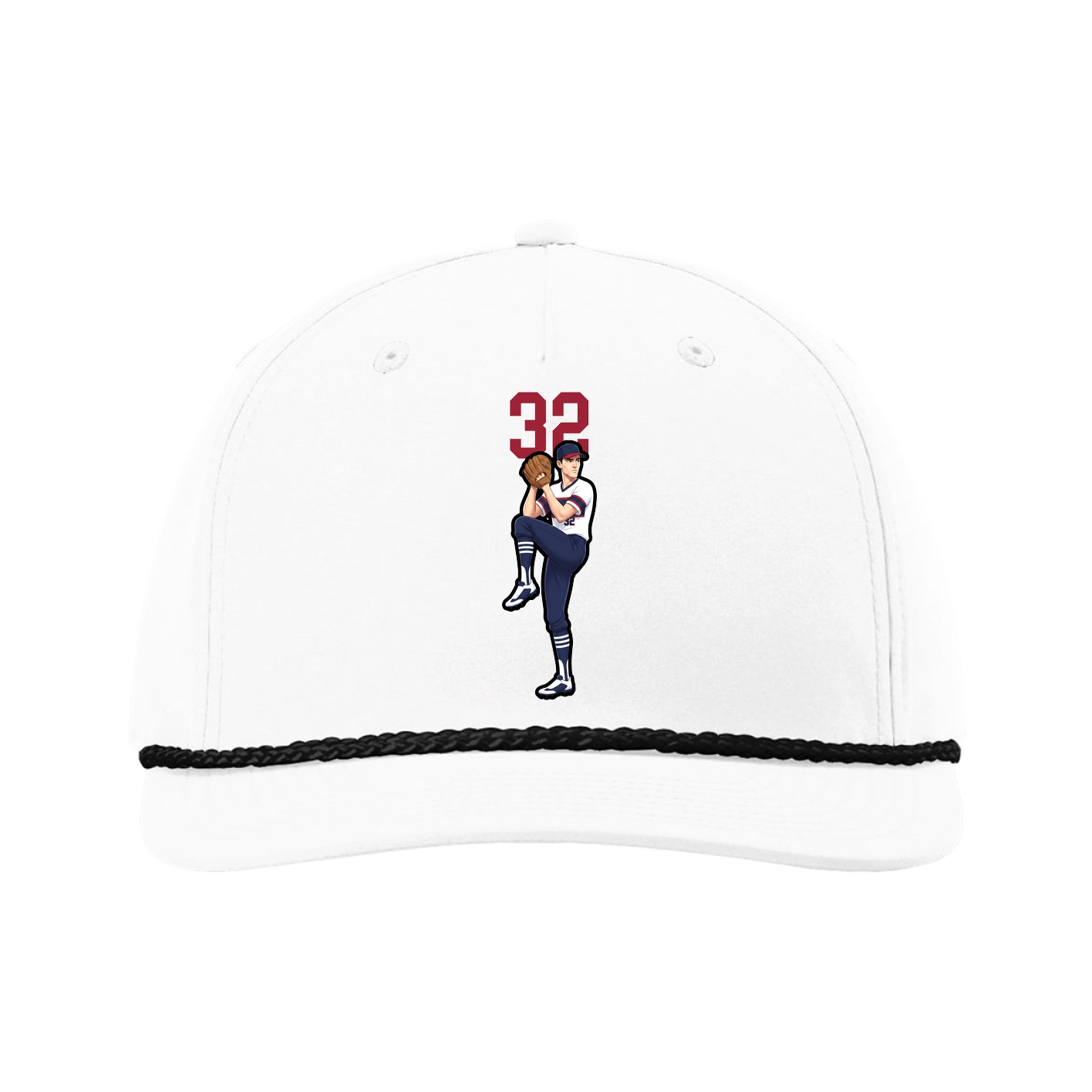 Five-Panel Classic Rope Cap — Number Top in White