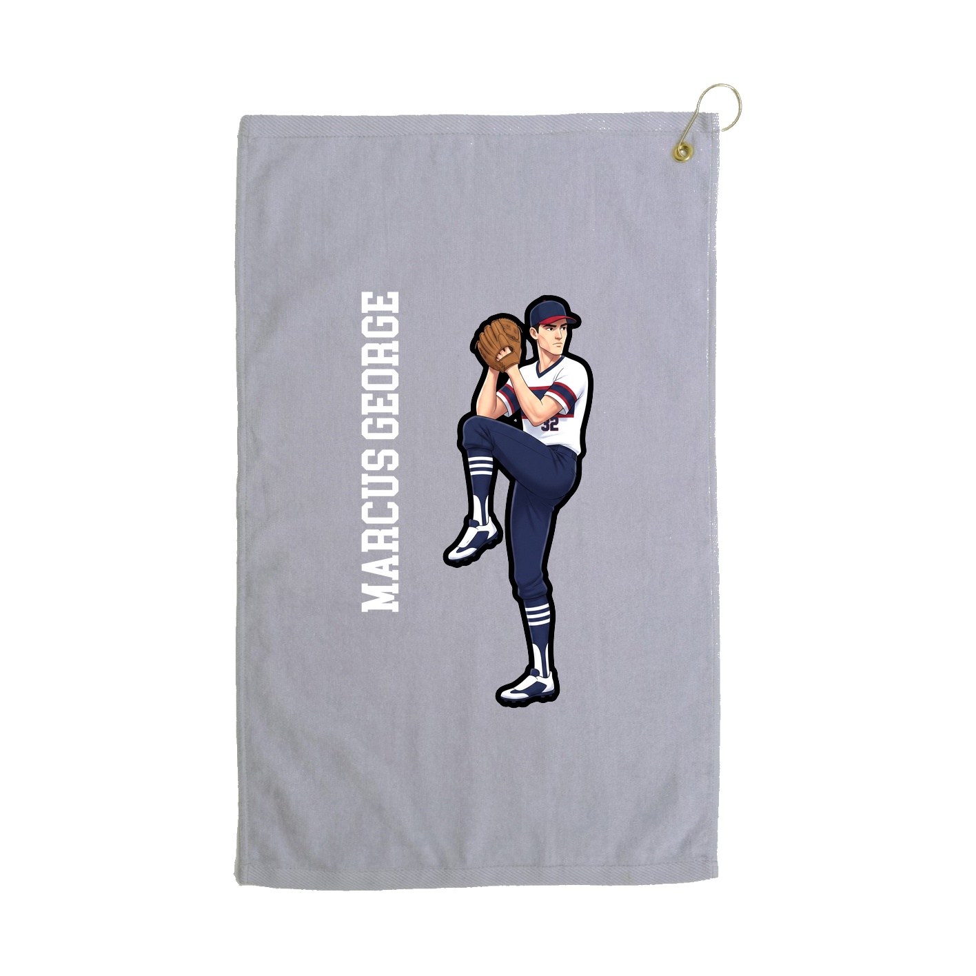 Golf Towel — Name Vertical in Grey