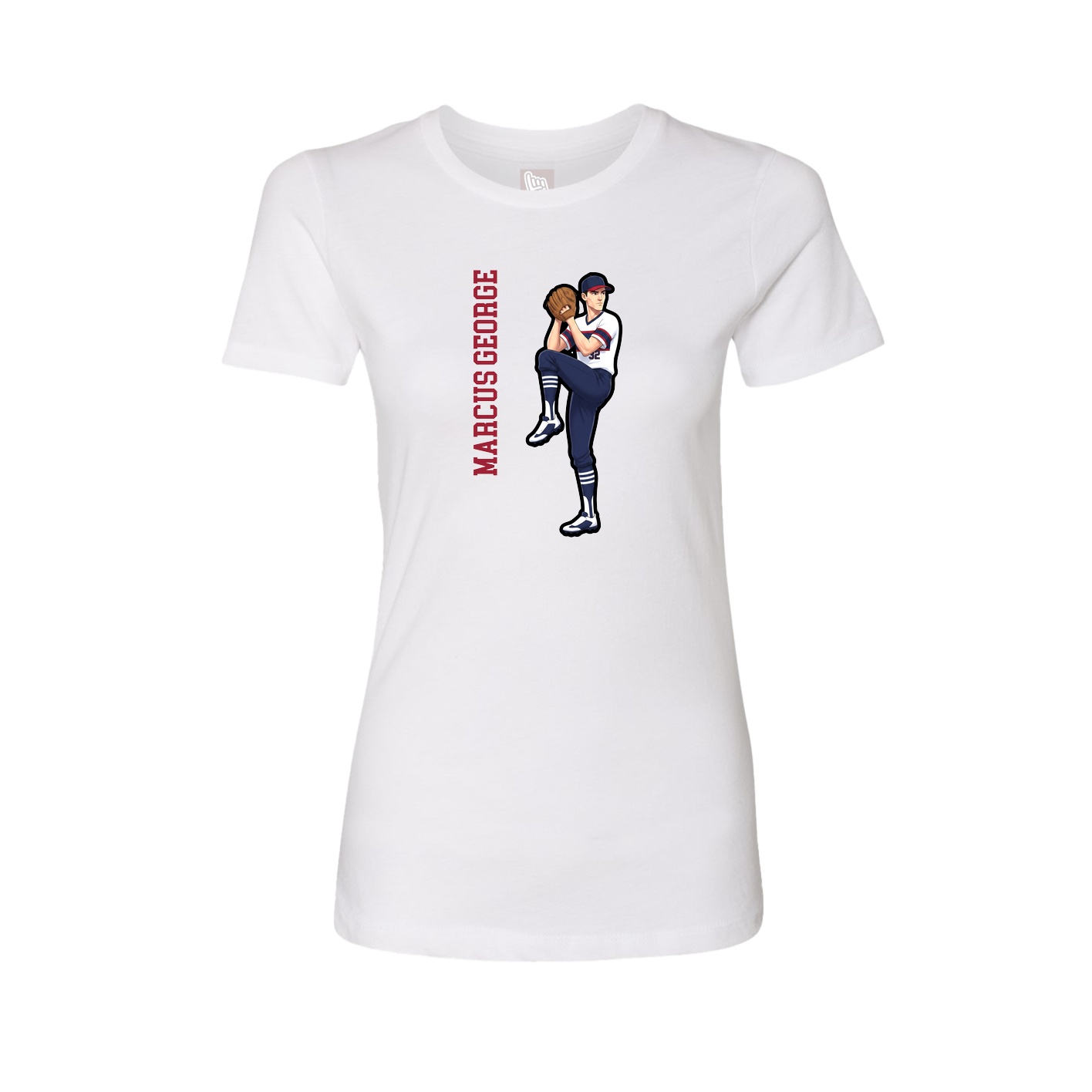 Fitted Women's Tee — Name Vertical in White