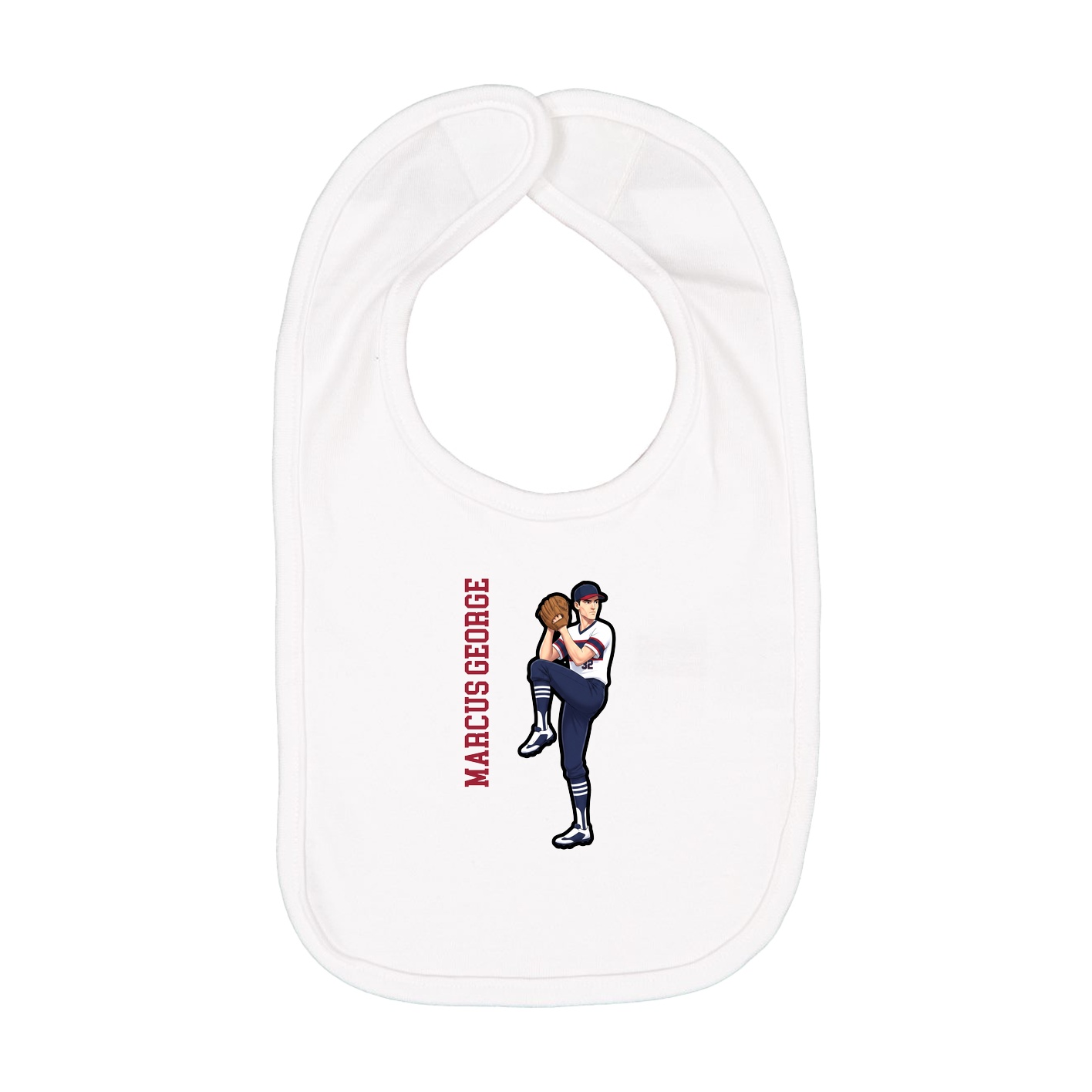 Infant Bib — Name Vertical in White