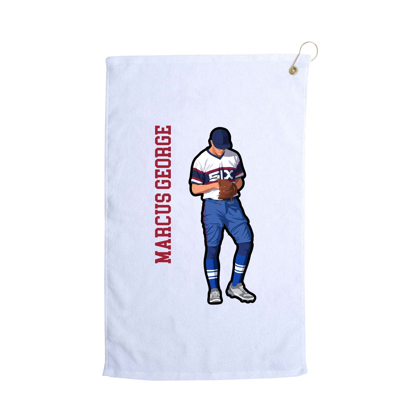 Golf Towel — Name Vertical in White
