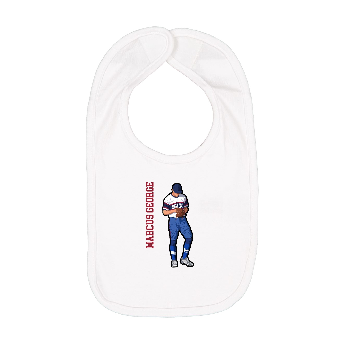Infant Bib — Name Vertical in White