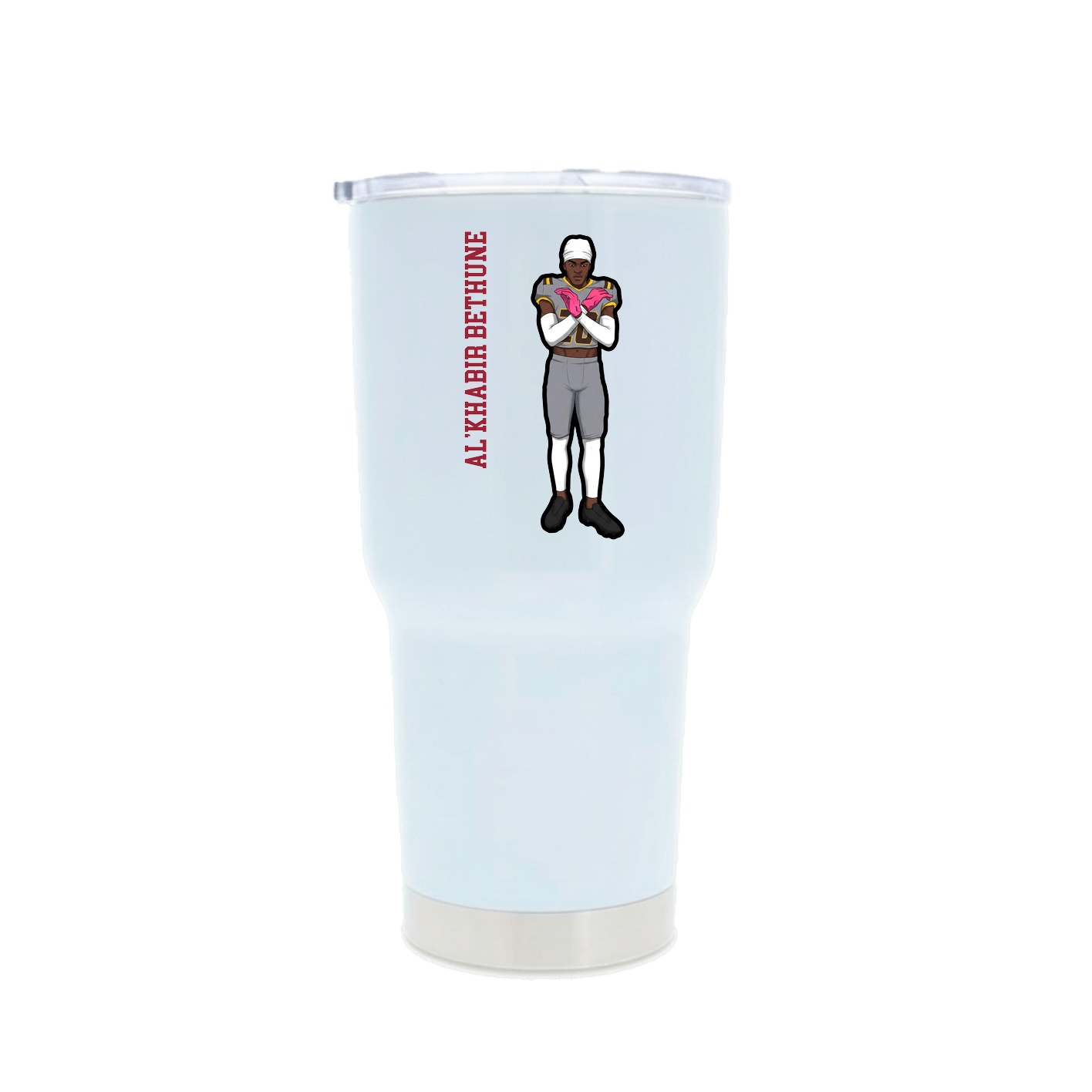 30oz Stainless Steel Tumbler — Name Vertical in White