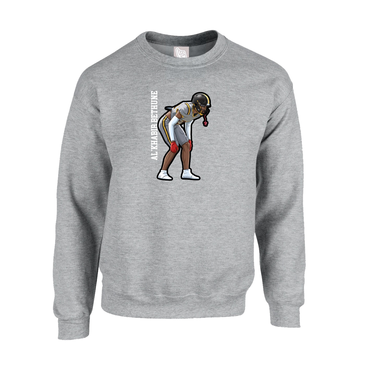 Fleece Crew — Name Vertical in Grey