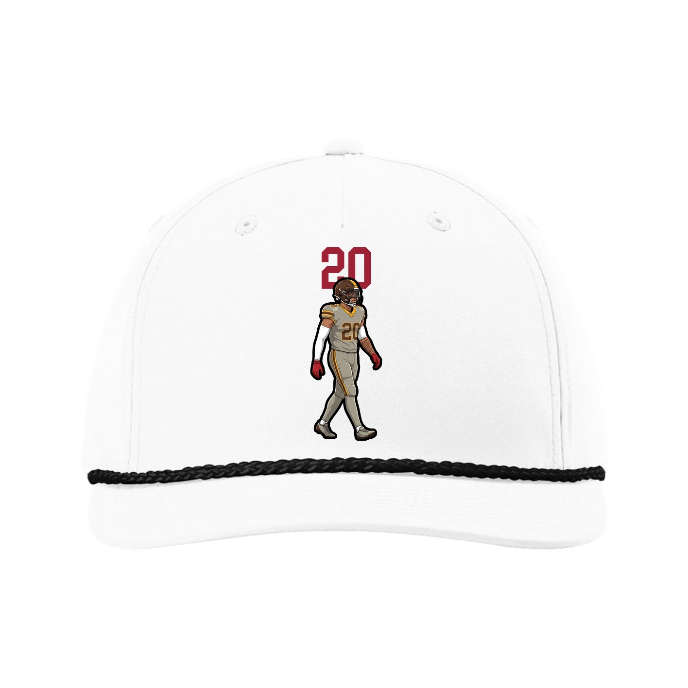 Five-Panel Classic Rope Cap — Number Top in White