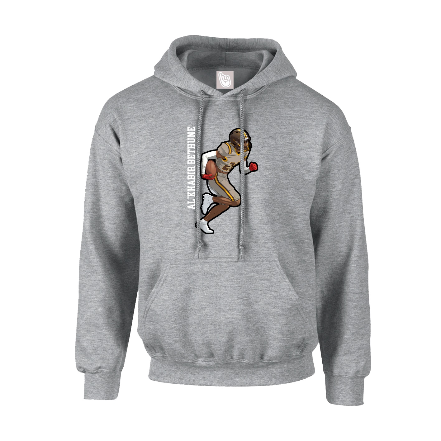 Youth Hoodie — Name Vertical in Grey