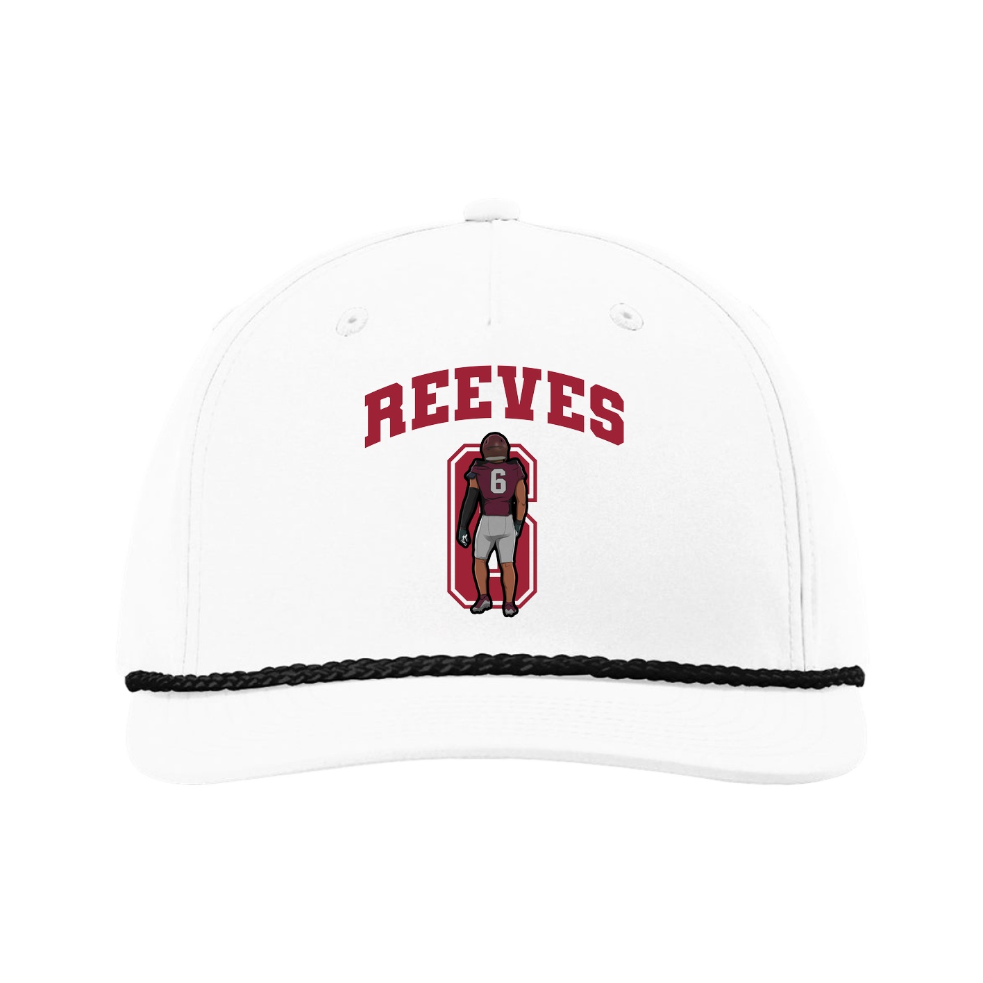 Five-Panel Classic Rope Cap — Number in White